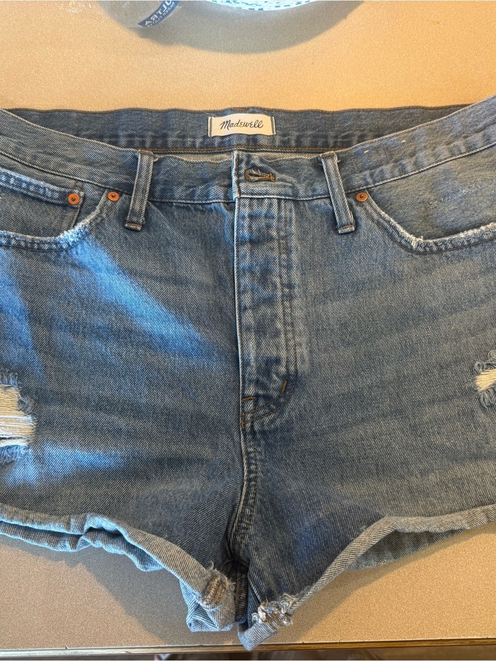 Madewell Light Blue Distressed Denim Cutoff Shorts